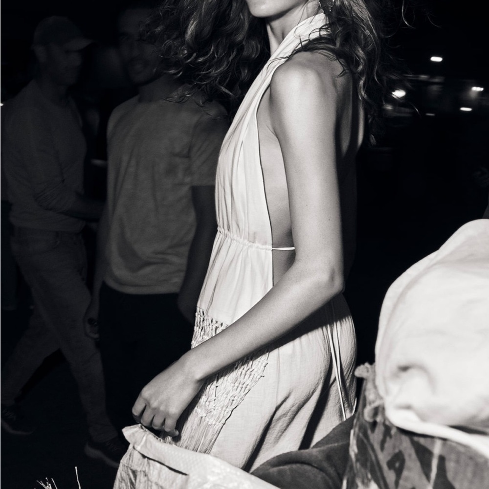 Open back linen top